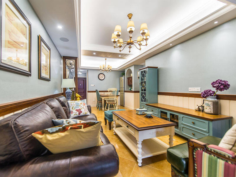 色彩鲜明美式乡村二居装饰设计效果图