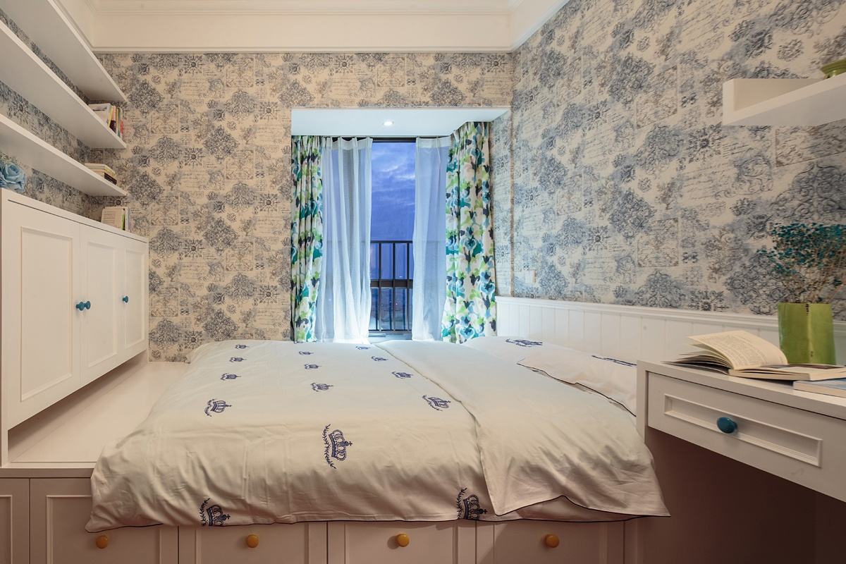 白色清新现代儿童房小阳台设计 - 效果图