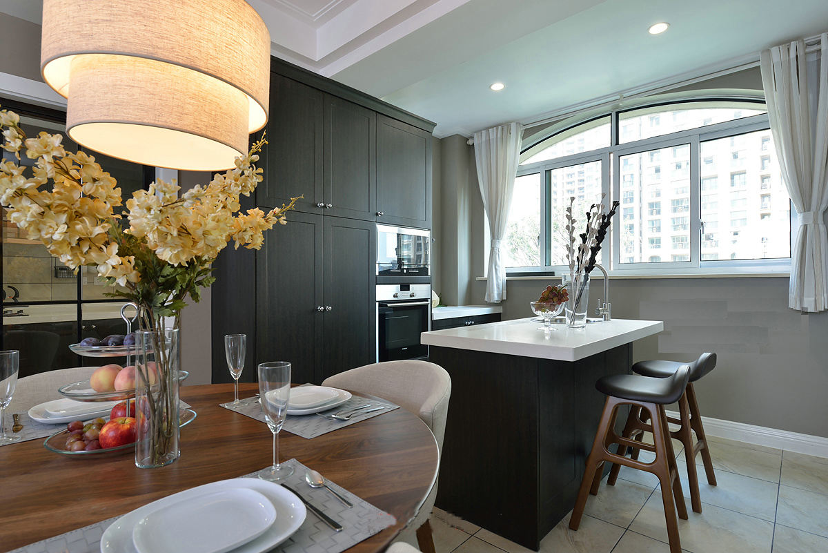 现代美式风格整体吧台设计效果图