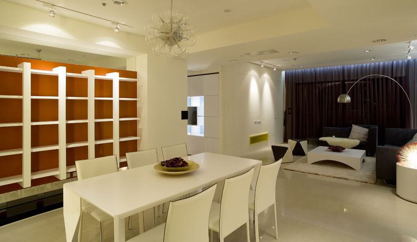 简约现代装修 餐厅网格置物架设计 - 效果图