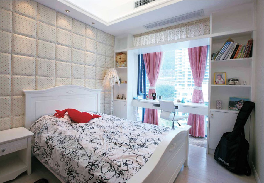 简约明亮混搭白色儿童房设计效果图