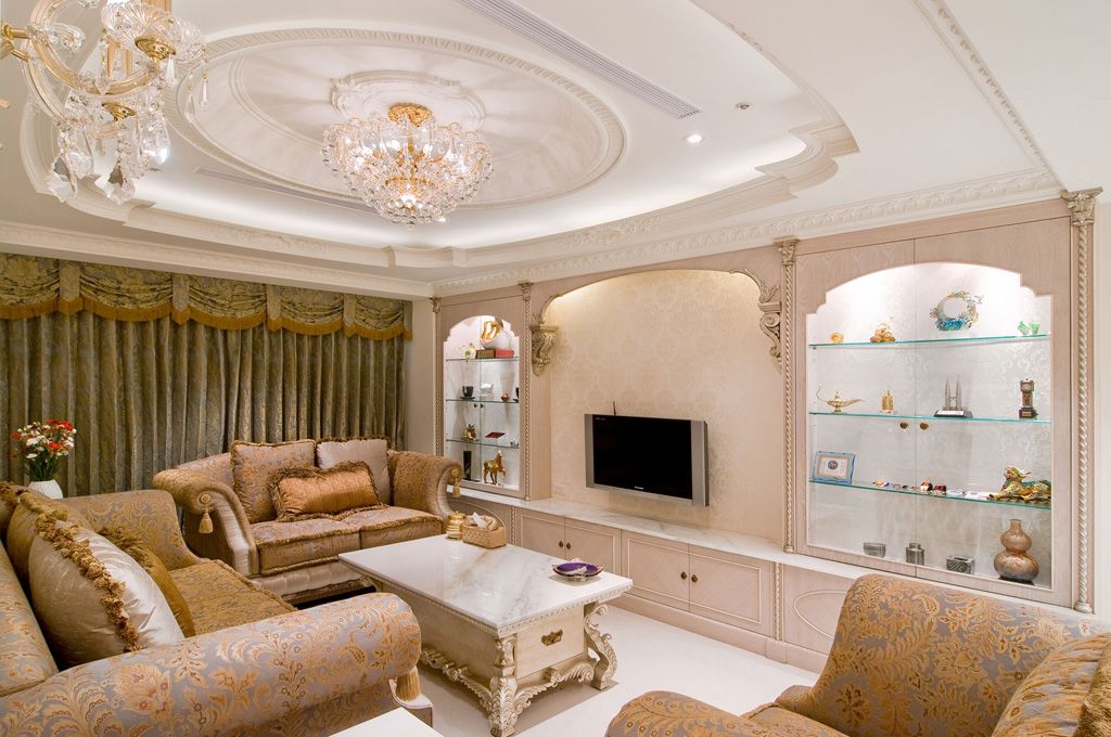 唯美创意简欧电视背景墙设计 - 效果图