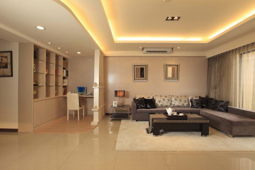 现代家装客厅书房半隔断设计 - 效果图