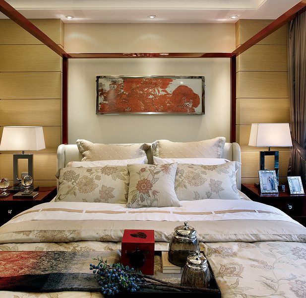 唯美新中式卧室效果图