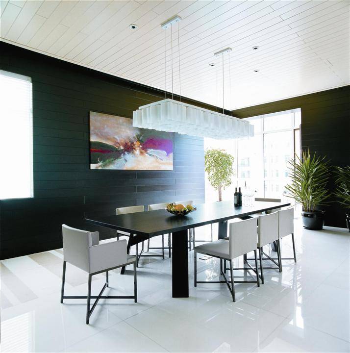 黑白时尚现代家装餐厅案例图 - 效果图