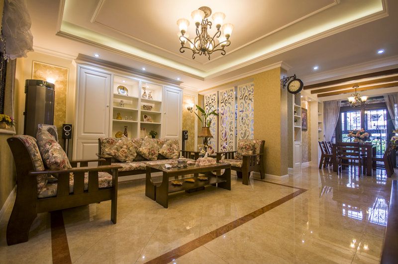 200平米田园风格四居室室内木质沙发案例图片 - 效果图