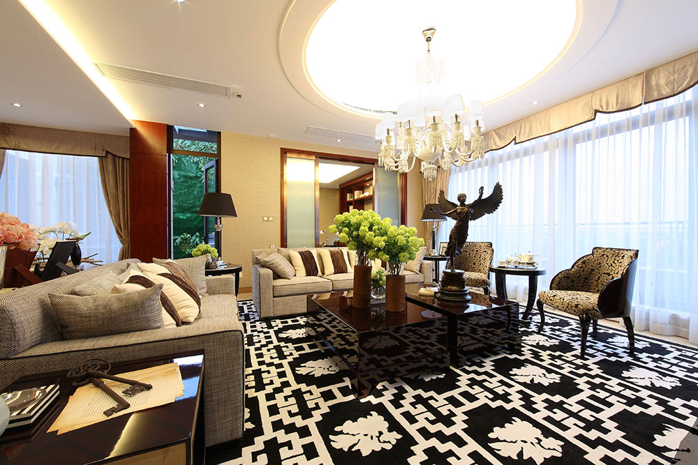 美式装修风格客厅家装图 - 效果图