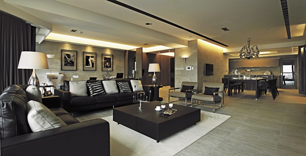 怀旧美式风格客餐厅家具装饰 - 效果图