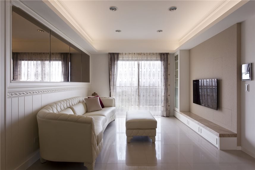 纯净简欧装修风格客厅样板间欣赏 - 效果图