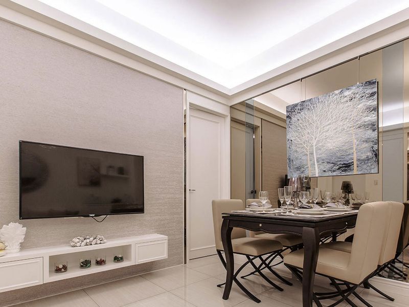 低奢现代简约客餐厅背景墙效果图