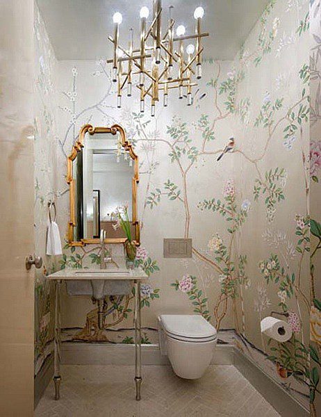 现代简约卫生间壁纸装饰 - 效果图