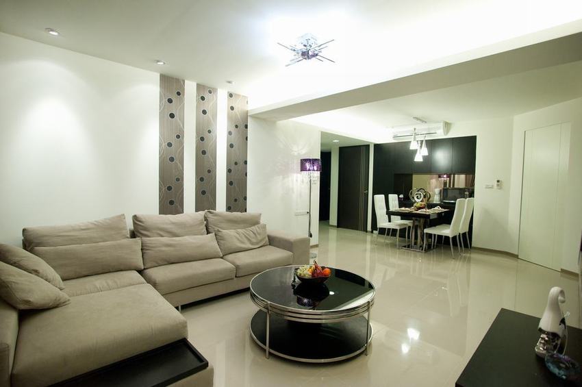 时尚现代客厅小圆桌装饰 - 效果图