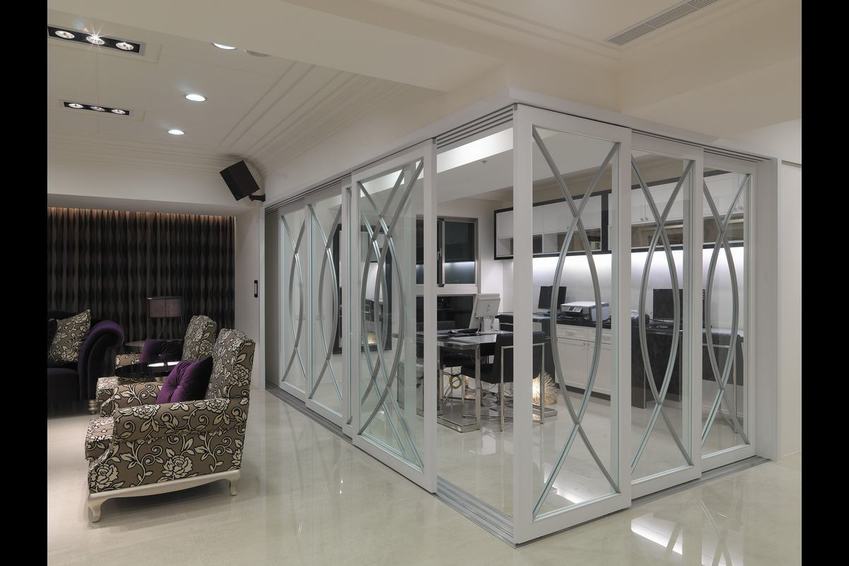 潮流混搭玻璃书房外部展示 - 效果图