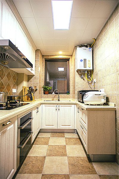 6平米美式U型厨房集成吊顶效果图