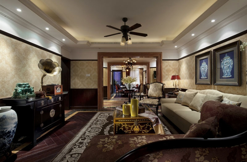 经典美式风格客厅效果图