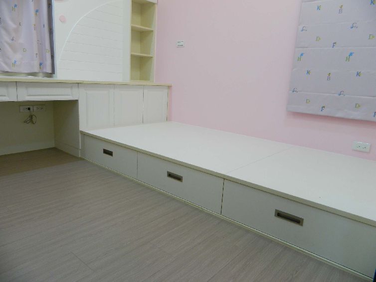 精美简约书房地台背景墙装饰图 - 效果图