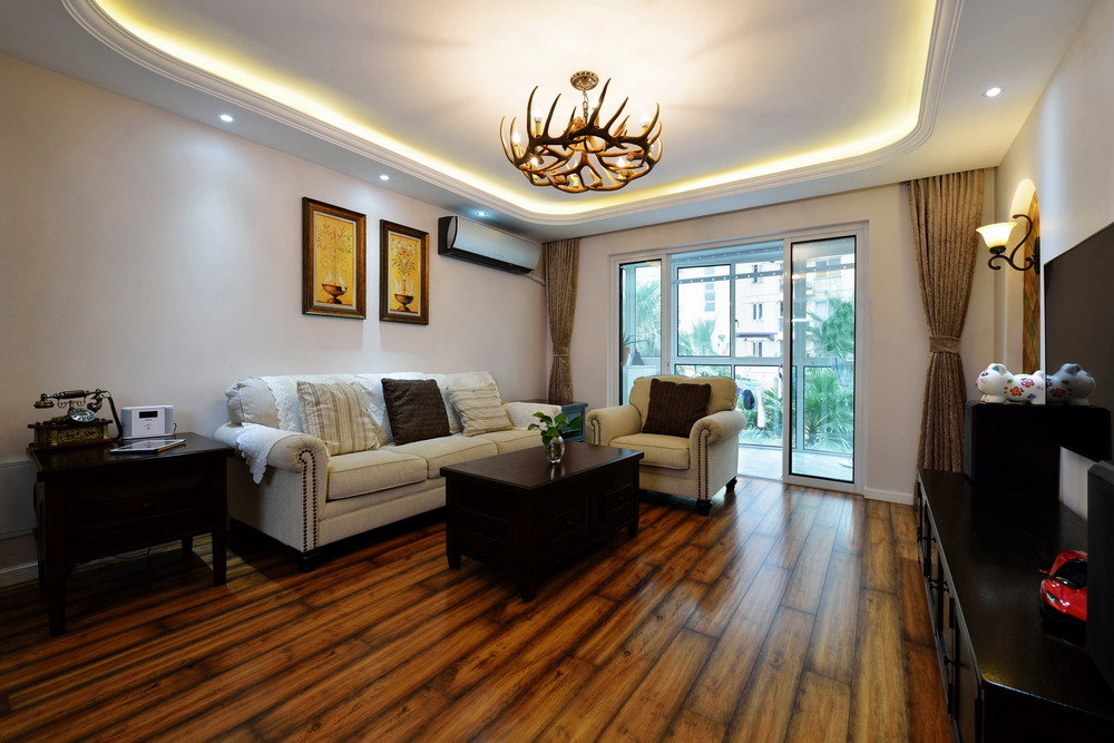 美式地中海混搭客厅灯具效果图