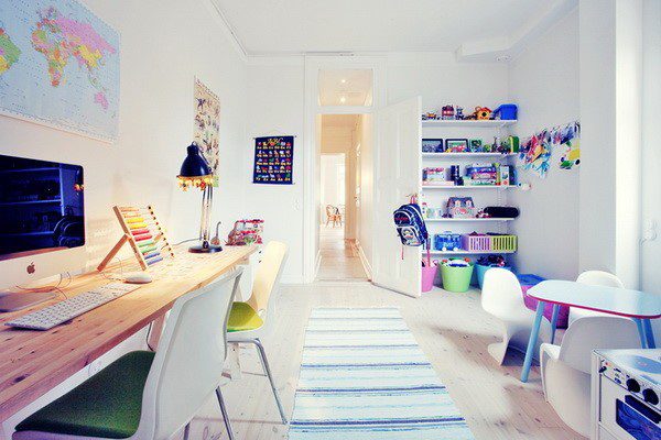 白色简约儿童书房装饰设计 - 效果图