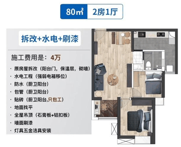 80㎡全屋装修报价单(硬装+家居+软装) - 翻新攻略